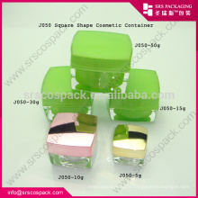 green all size empty acrylic cosmetic jar , square acrylic jar
